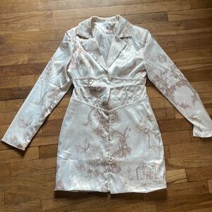 Baroque Satin Longline Corset Style Suit Jacket